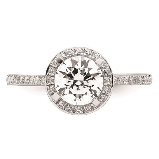 14K White Gold Vintage Halo (Holds 1 carat (6.5mm) Round Center) 1/3 carat Diamond Semi-mount Engagement Ring