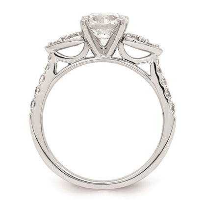 14K White Gold (Holds 1.25 carat (7.00mm) Round Center) 3/8 carat Diamond Semi-Mount Engagement Ring