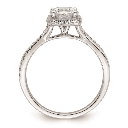 14K White Gold Halo (Holds 1 carat (6.5mm) Round Center) 1/4 carat Diamond Semi-mount Engagement Ring