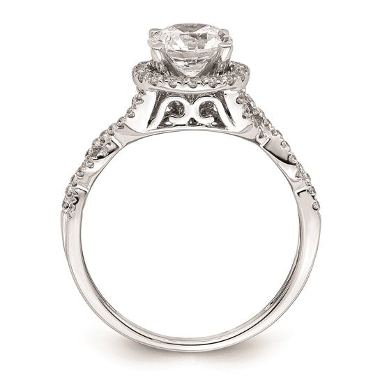 14K White Gold Vintage Halo Plus (Holds 1 carat (6.5mm) Round Center) 1/3 carat Diamond Semi-mount Engagement Ring