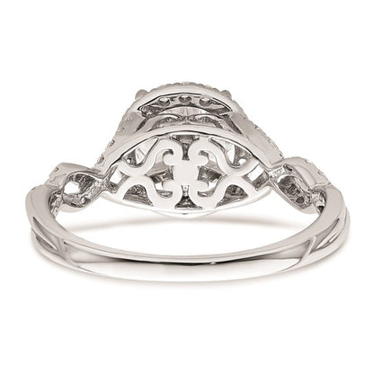 14K White Gold Vintage Halo Plus (Holds 1 carat (6.5mm) Round Center) 1/3 carat Diamond Semi-mount Engagement Ring