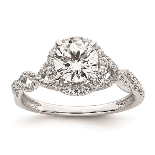 14K White Gold Vintage Halo Plus (Holds 1 carat (6.5mm) Round Center) 1/3 carat Diamond Semi-mount Engagement Ring