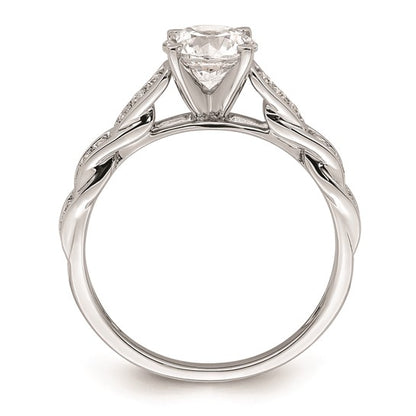 14K White Gold Twist (Holds 1 carat (6.5mm) Round Center) 1/8 carat Diamond Semi-Mount Engagement Ring