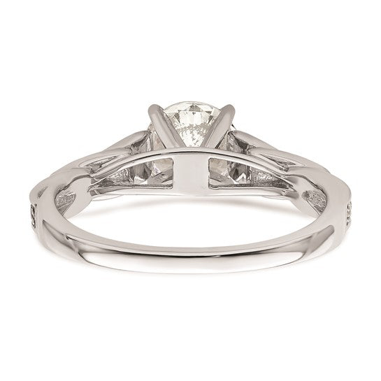 14K White Gold Twist (Holds 1 carat (6.5mm) Round Center) 1/8 carat Diamond Semi-Mount Engagement Ring