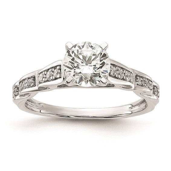14K White Gold Twist (Holds 1 carat (6.5mm) Round Center) 1/8 carat Diamond Semi-Mount Engagement Ring