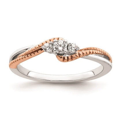 First Promise 14k White and Rose Gold 3-Stone 1/8 carat Round Diamond Complete Promise/Engagement Ring