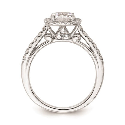 14K White Gold Halo Plus (Holds 1 carat (6.5mm) Round Center) 1/2 carat Diamond Semi-mount Engagement Ring