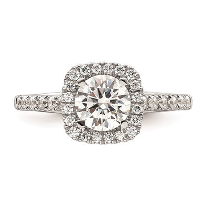 14K White Gold Halo Plus (Holds 1 carat (6.5mm) Round Center) 1/2 carat Diamond Semi-mount Engagement Ring