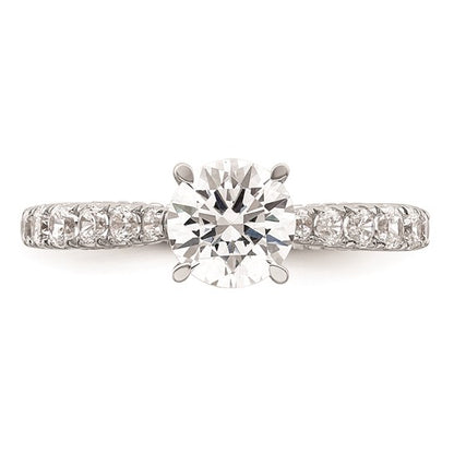 14K White Gold (Holds 1 carat (6.5mm) Round Center) 1/2 carat Diamond Semi-Mount Engagement Ring