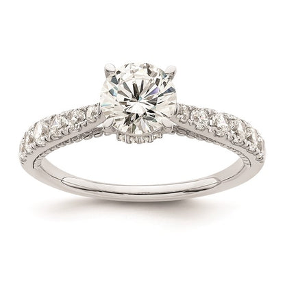 14K White Gold (Holds 1 carat (6.5mm) Round Center) 1/2 carat Diamond Semi-Mount Engagement Ring