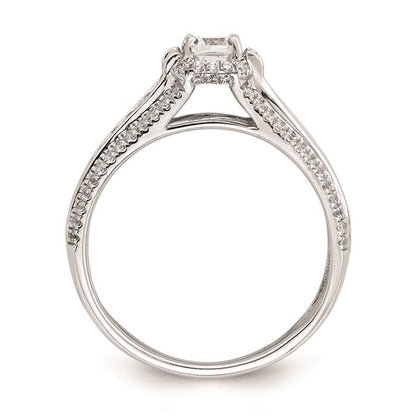 14K White Gold (Holds 1/2 carat (4.5mm) Cushion Center) 5/8 carat Prong/Channel-set Diamond Semi-Mount Engagement Ring