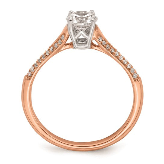 14k White and Rose Gold (Holds 1/2 carat (5.2mm) Round Center) 1/8 carat Diamond Semi-Mount Engagment Ring