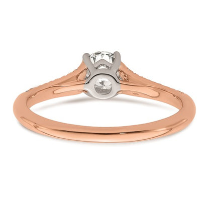 14k White and Rose Gold (Holds 1/2 carat (5.2mm) Round Center) 1/8 carat Diamond Semi-Mount Engagment Ring