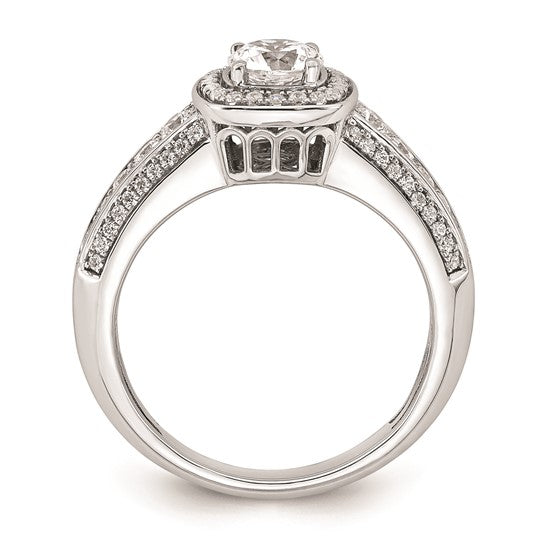 14K White Gold Halo Plus (Holds 1/2 carat (5.2mm) Round Center) 1/2 carat Diamond Semi-Mount Engagement Ring