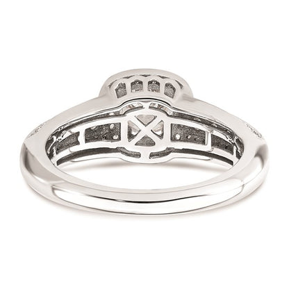 14K White Gold Halo Plus (Holds 1/2 carat (5.2mm) Round Center) 1/2 carat Diamond Semi-Mount Engagement Ring