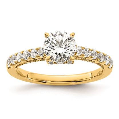 14K Vintage (Holds 1 carat 6.5mm) Round Center) 1/2 carat Diamond Semi-Mount Engagement Ring