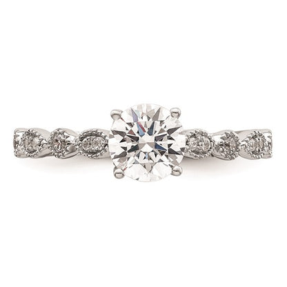 14K White Gold Vintage (Holds 1 carat (6.5mm) Round Center) 1/4 carat Diamond Semi-Mount Engagement Ring