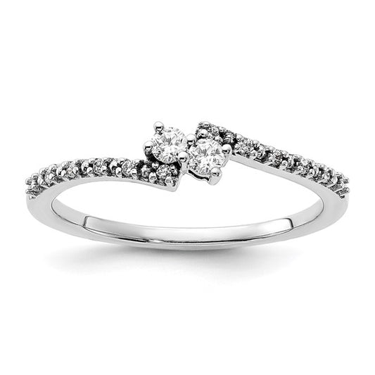 First Promise 14k White Gold Bypass 1/6 carat Round Diamond Complete Promise/Engagement Ring