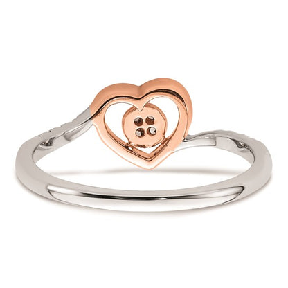 First Promise 14k White and Rose Gold Heart Cluster 1/10 carat Diamond Complete Promise/Engagement Ring
