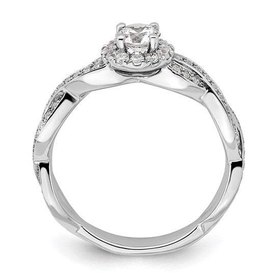 14K White Gold Eternal Promise Lab Grown Diamond Halo Complete Ring