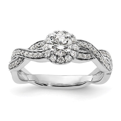 14K White Gold Eternal Promise Lab Grown Diamond Halo Complete Ring