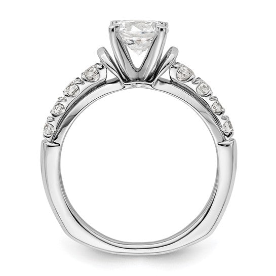 14k White Gold Three Stone ByPass Diamond Semi-Mount Including 2-2.7mm Side Stones Engagement Ring