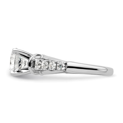 14k White Gold Three Stone ByPass Diamond Semi-Mount Including 2-2.7mm Side Stones Engagement Ring