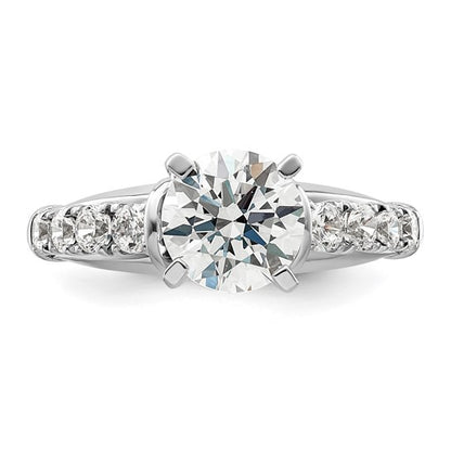 14k White Gold Three Stone ByPass Diamond Semi-Mount Including 2-2.7mm Side Stones Engagement Ring