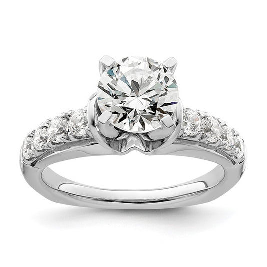 14k White Gold Three Stone ByPass Diamond Semi-Mount Including 2-2.7mm Side Stones Engagement Ring