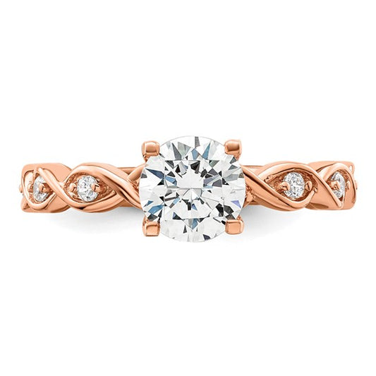 14K Rose Gold Lab Grown Diamond VS/SI GH, Semi-mount Engagement Ring