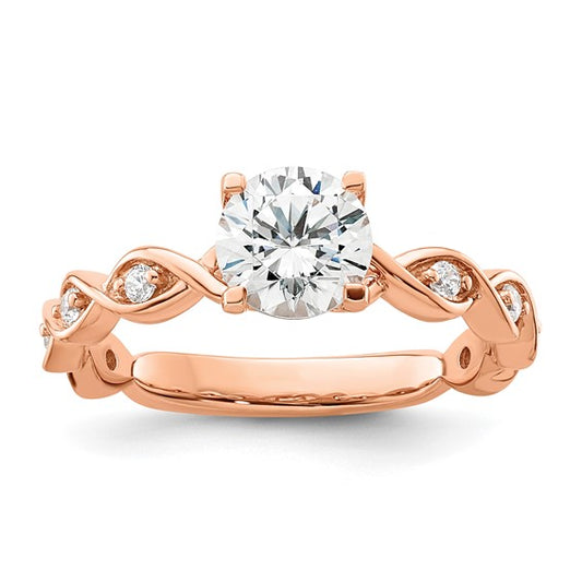 14K Rose Gold Lab Grown Diamond VS/SI GH, Semi-mount Engagement Ring