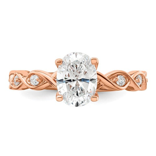 14K Rose Gold Lab Grown Diamond VS/SI GH, Semi-mount Engagement Ring