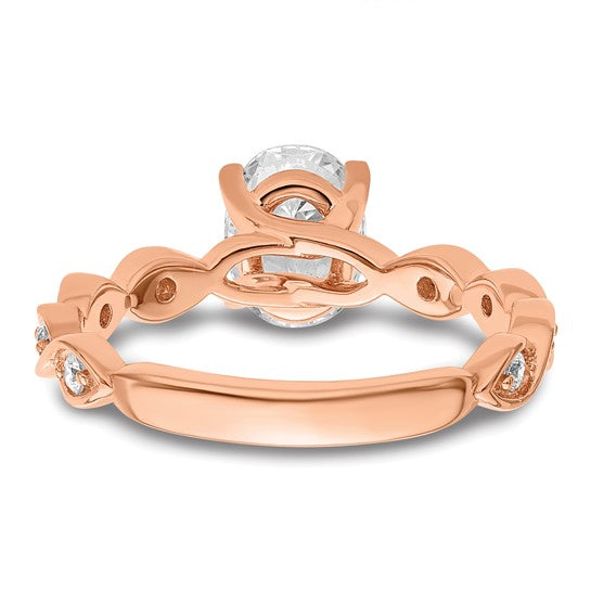 14K Rose Gold Lab Grown Diamond VS/SI GH, Semi-mount Engagement Ring