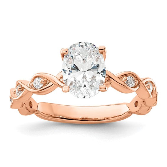 14K Rose Gold Lab Grown Diamond VS/SI GH, Semi-mount Engagement Ring