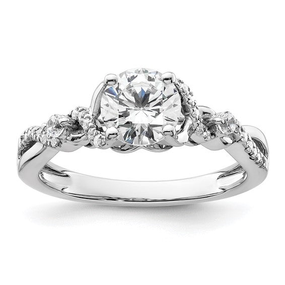 14K White Gold Lab Grown Diamond Semi-mount By-Pass Engagement Ring