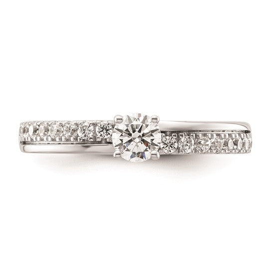 Two Promises 14k White Gold Diamond Complete Engagement Ring