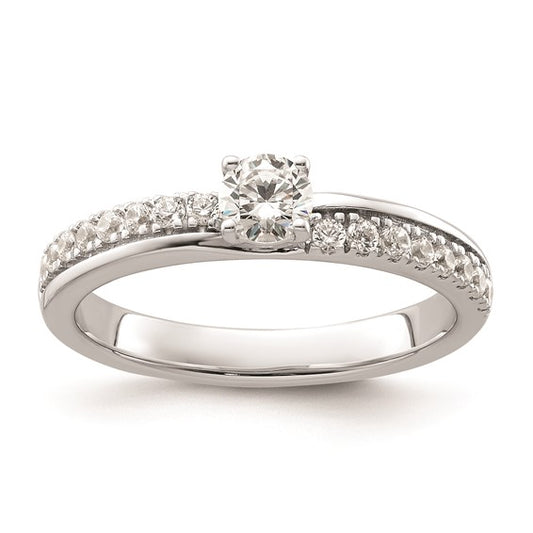 Two Promises 14k White Gold Diamond Complete Engagement Ring