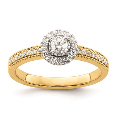 Two Promises 14k Two-tone Diamond Round Halo Complete Engagement Ring