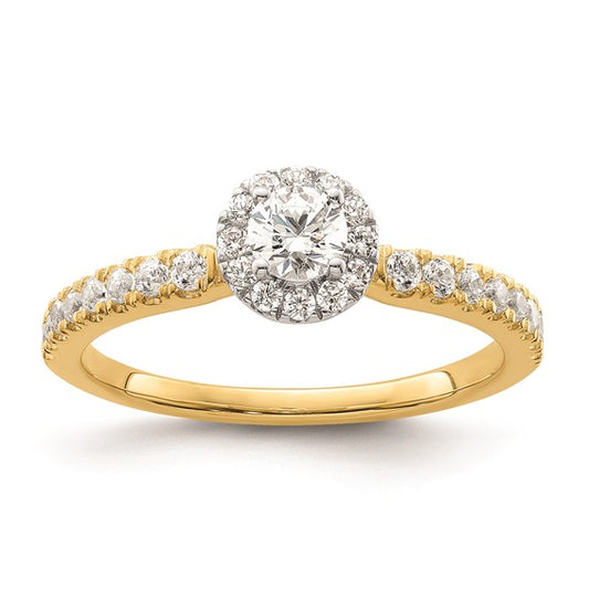 Two Promises 14k Two-tone Diamond Round Halo Complete Engagement Ring