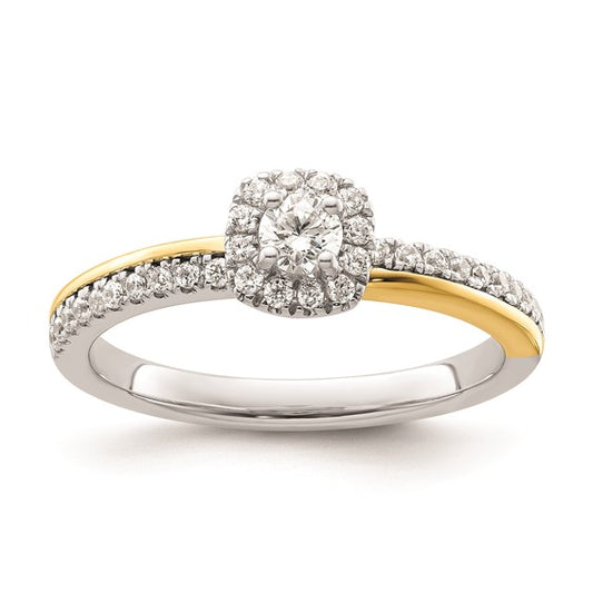 Two Promises 14k Two-tone Diamond Round Halo Complete Engagement Ring