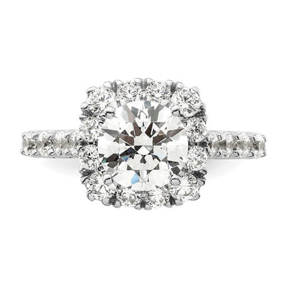 14K White Gold Lab Grown Diamond Semi-mount Halo Engagement Ring