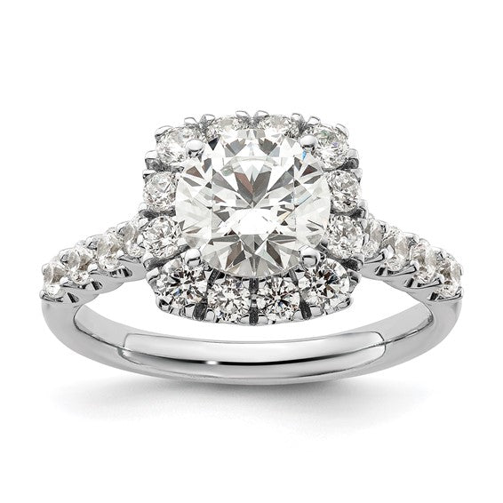 14K White Gold Lab Grown Diamond Semi-mount Halo Engagement Ring