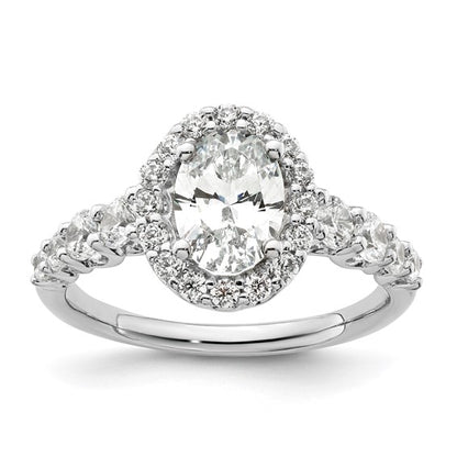 14K White Gold Lab Grown Diamond Semi-mount Halo Engagement Ring