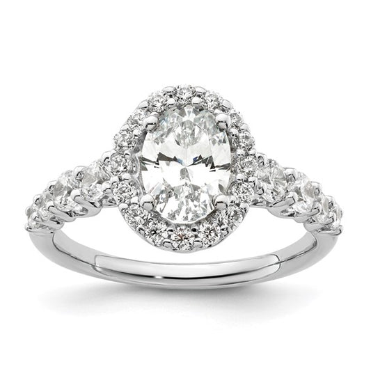 14K White Gold Lab Grown Diamond Semi-mount Halo Engagement Ring