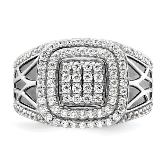 14K White Gold Lab Grown Diamond Side Design Men's Ring