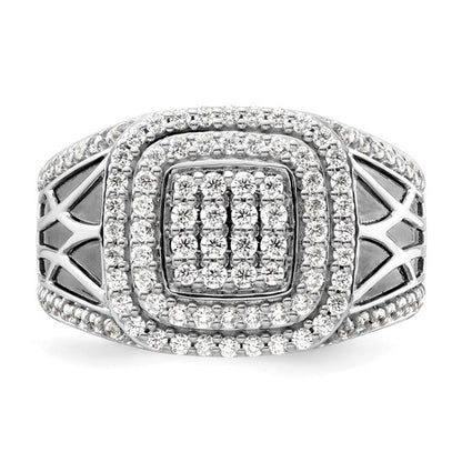 14K White Gold Lab Grown Diamond Side Design Men's Ring