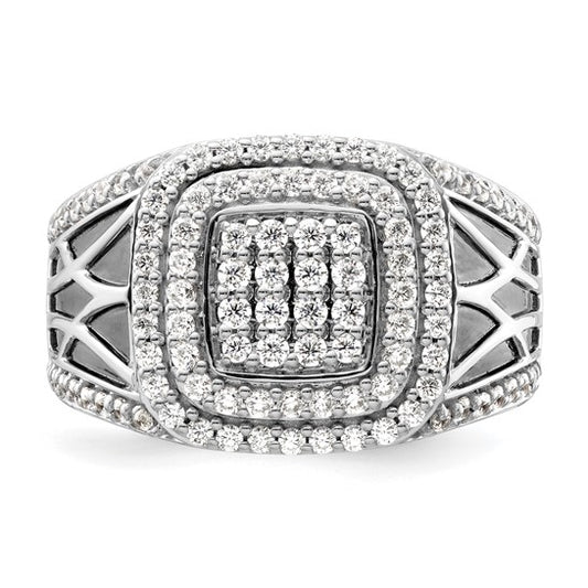 14K White Gold Lab Grown Diamond Side Design Men's Ring
