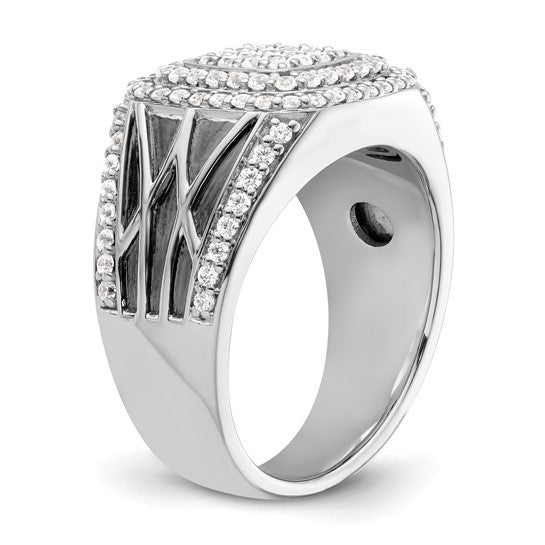14K White Gold Lab Grown Diamond Side Design Men's Ring