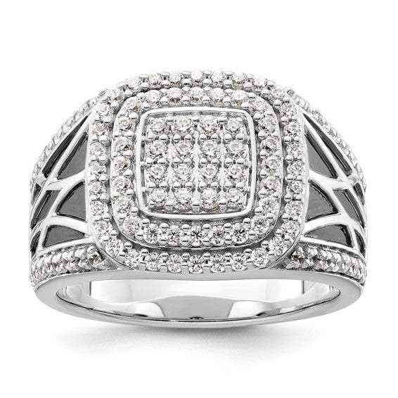 14K White Gold Lab Grown Diamond Side Design Men's Ring