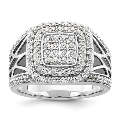 14K White Gold Lab Grown Diamond Side Design Men's Ring